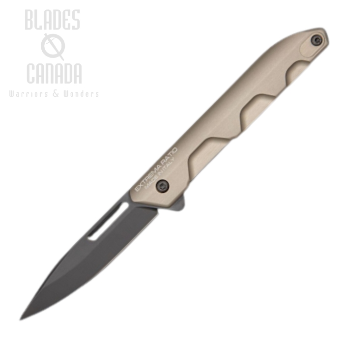 Extrema Ratio Ferrum Tactical T Flipper Folding Knife, N690 Black, Aluminum Mud